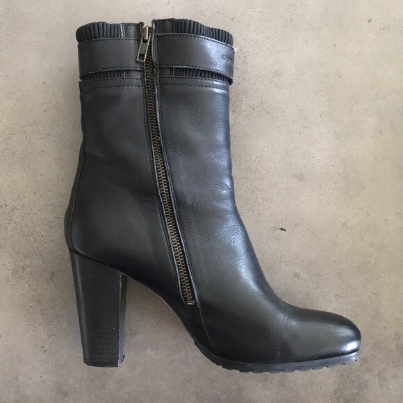 Rare! G Star Model Sample! Black Leather Heeled Boot - Picture 3 of 7